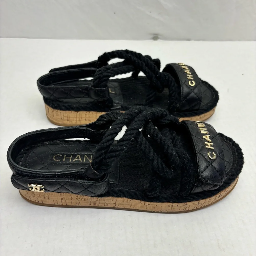 Chanel Quilted sandals SZ 38 - Picture 4 of 7
